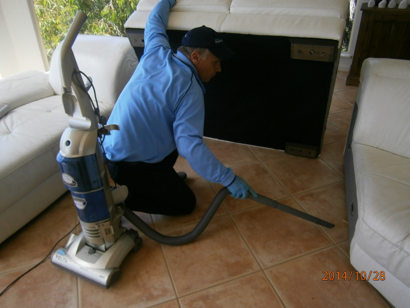 Leather furniture during professional cleaning